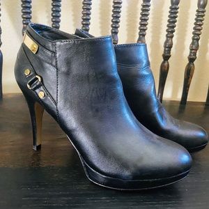 Marc Fisher black (with gold detail) bootie pumps